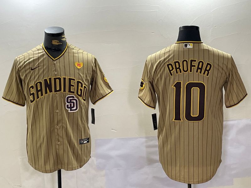 Men San Diego Padres #10 Profar Browm Stripe Game 2024 Nike MLB Jersey style 10085->san diego padres->MLB Jersey